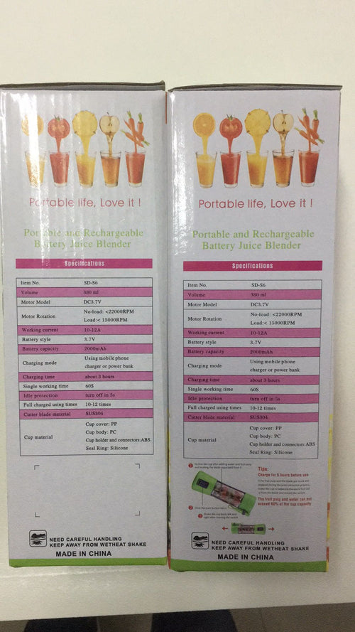 6 Blades 380ml Portable Juicer Juice Smothie Maker