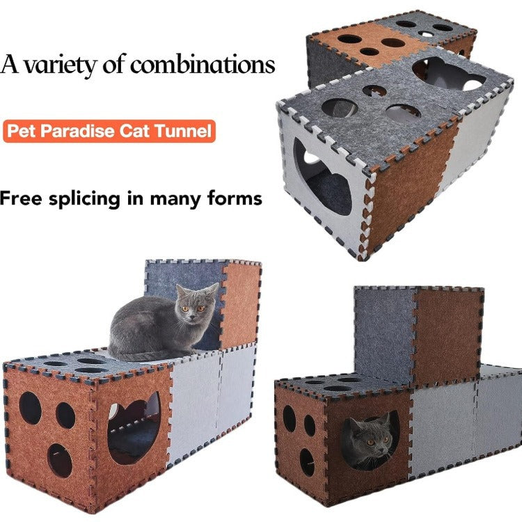 Felt cat tunnel diy assembled