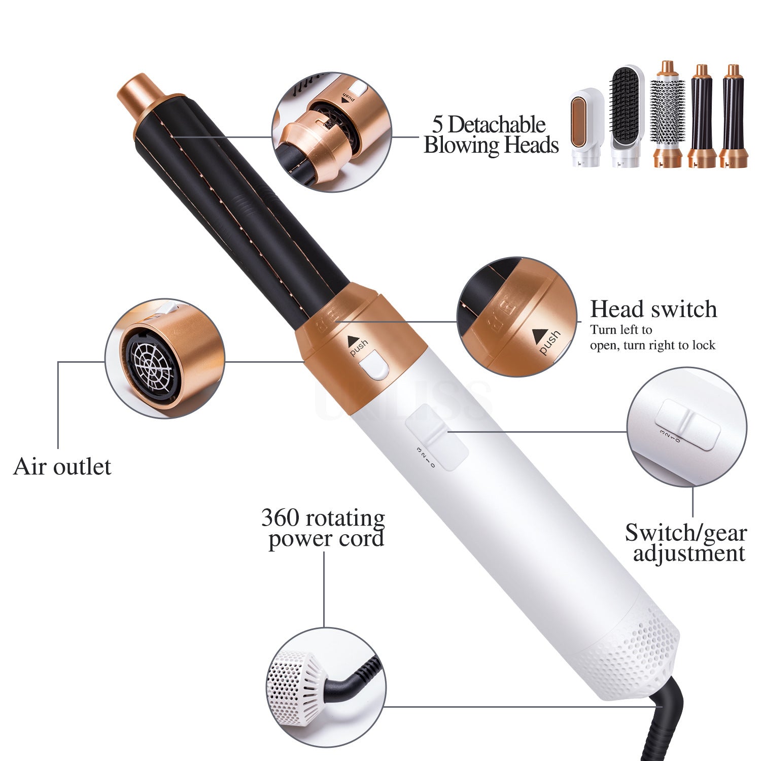 New five-in-one hot air comb