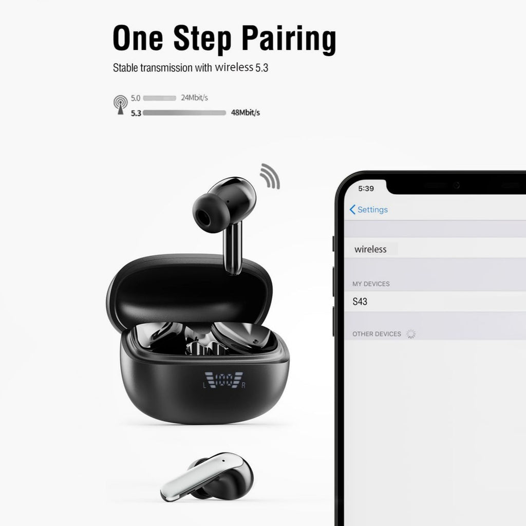 Bluetooth 5.3 Headphones Fast Charging Case