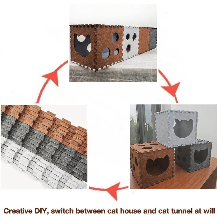 Felt cat tunnel diy assembled