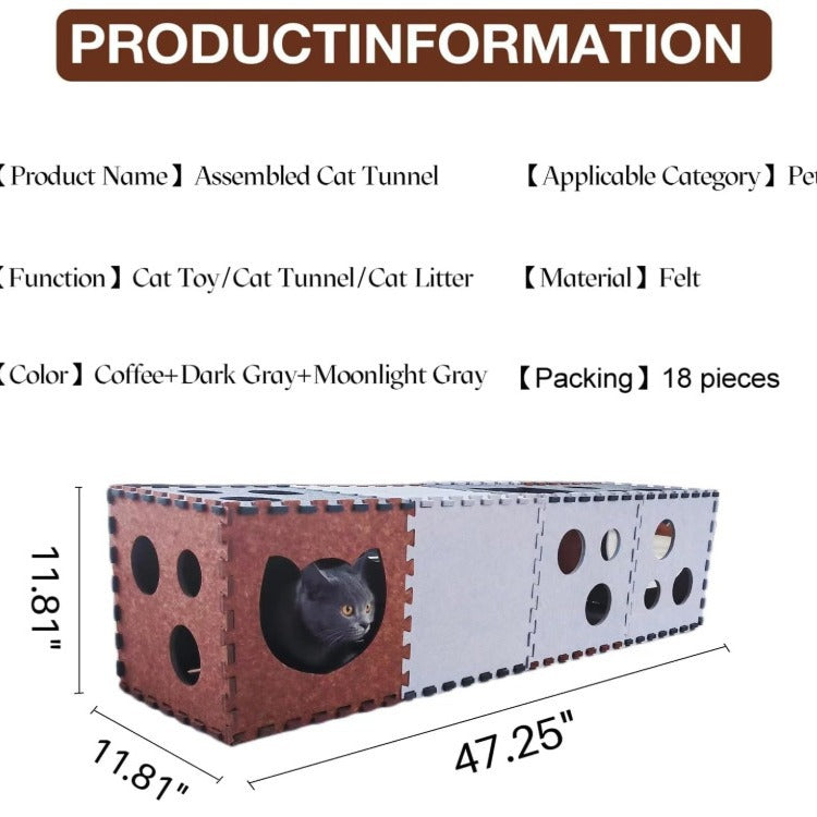 Felt cat tunnel diy assembled